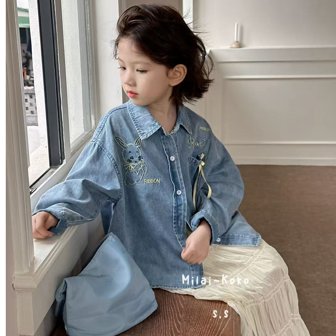 女童牛仔衬衫2025春秋装新款儿童秋季外穿牛仔衣女孩洋气百搭秋装