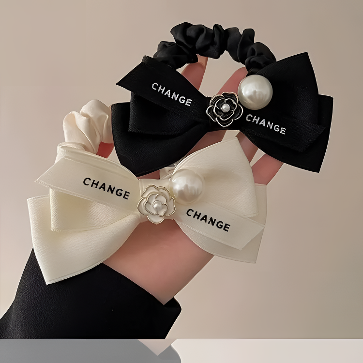 法式珍珠蝴蝶结小肠发圈气质马尾头绳皮筋扎头发绳不伤发网红头饰