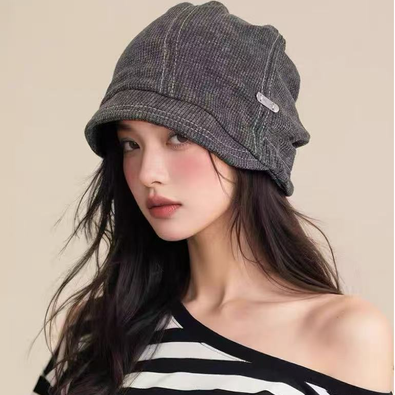 CZON·美式复古冷帽｜素颜遮脸渔夫帽堆子女秋冬黑色街头休闲显脸