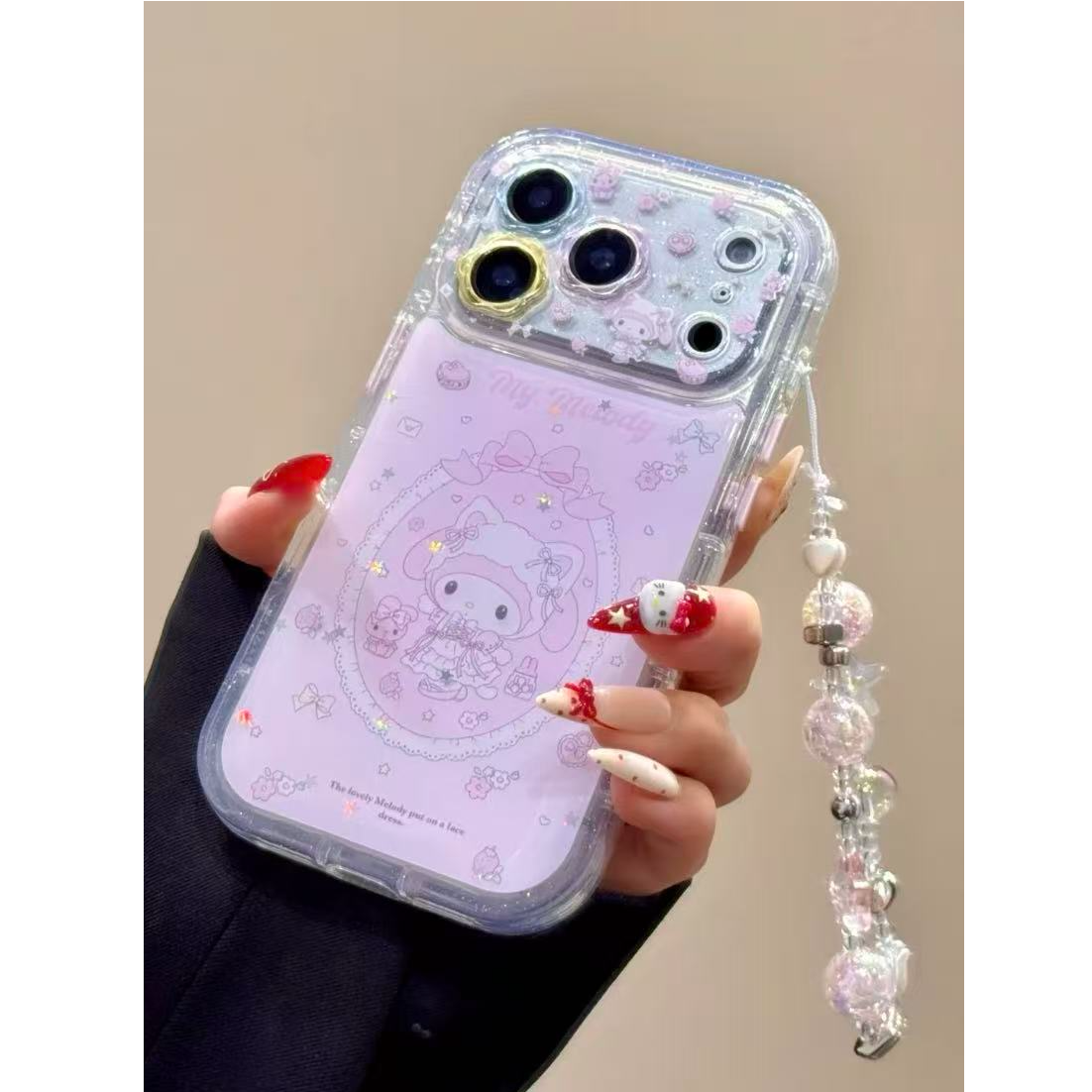 粉色女仆装美乐蒂手机壳适用iPhone17promax精孔透明防摔ins可爱