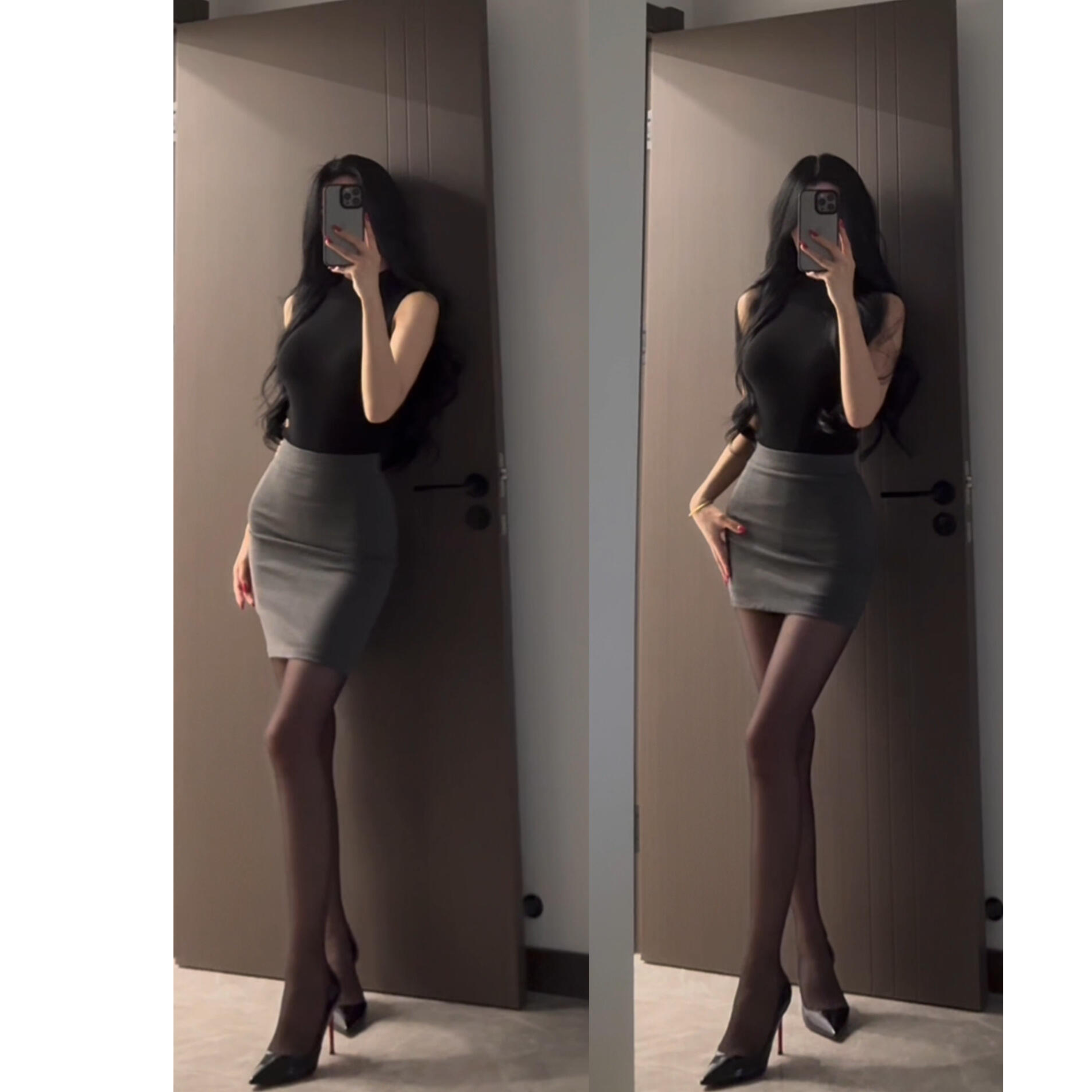 纯欲辣妹修身无袖上衣女性感显瘦高腰包臀半身裙御姐性感两件套装