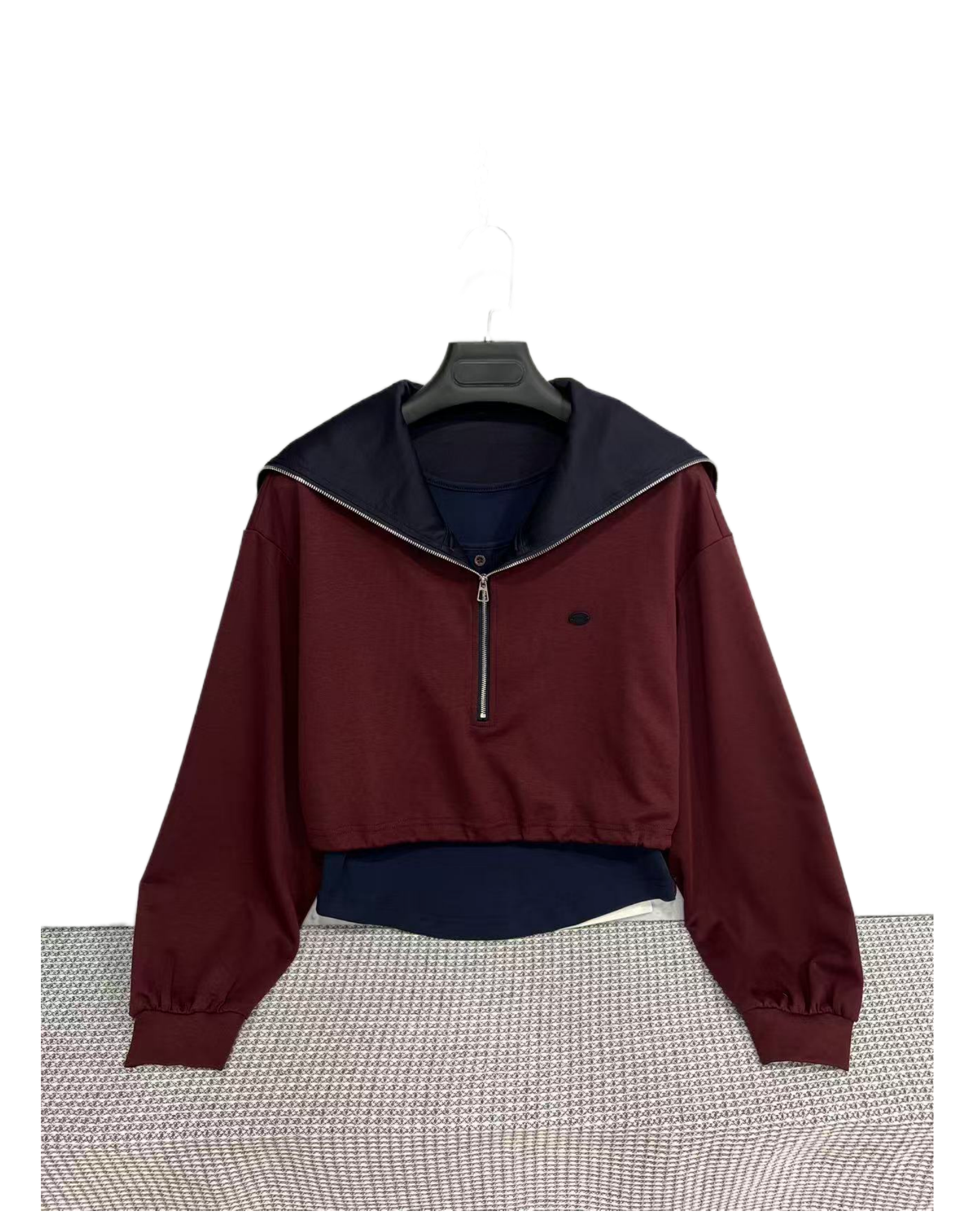 B 6139  两件套  拼色  简约  街头  百搭  短外套