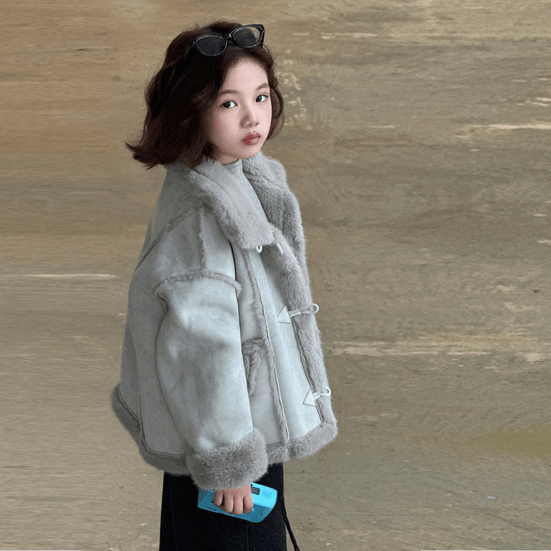 【送包包】女童加绒外套秋冬装2025新款洋气女孩棉服高级感时髦加厚