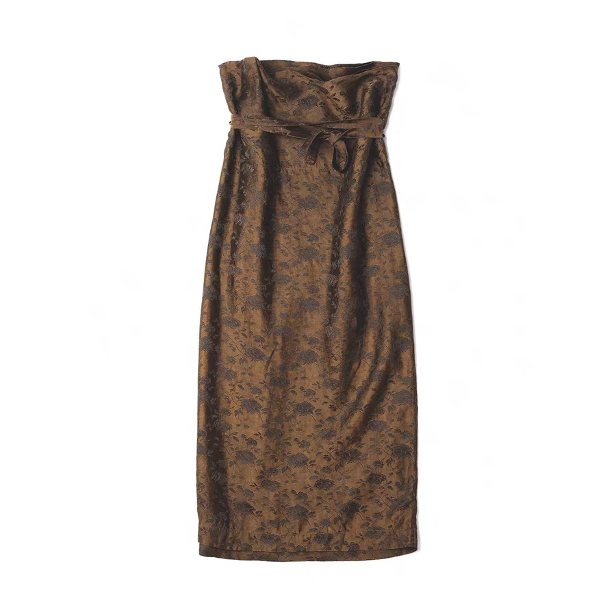 25SSW017 丝半身裙直筒系带 小众自然原创设计