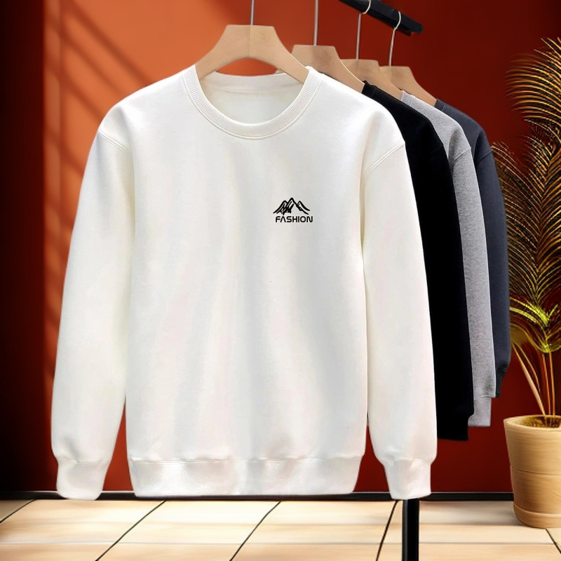 啄木鸟秋冬新款百搭男士圆领宽松版型潮流卫衣加绒韩版上身衣服