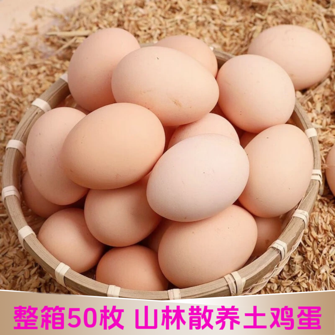 【整箱50枚】正宗山林散养土鸡蛋新鲜 45±5克/枚 净重4.2-4.5斤