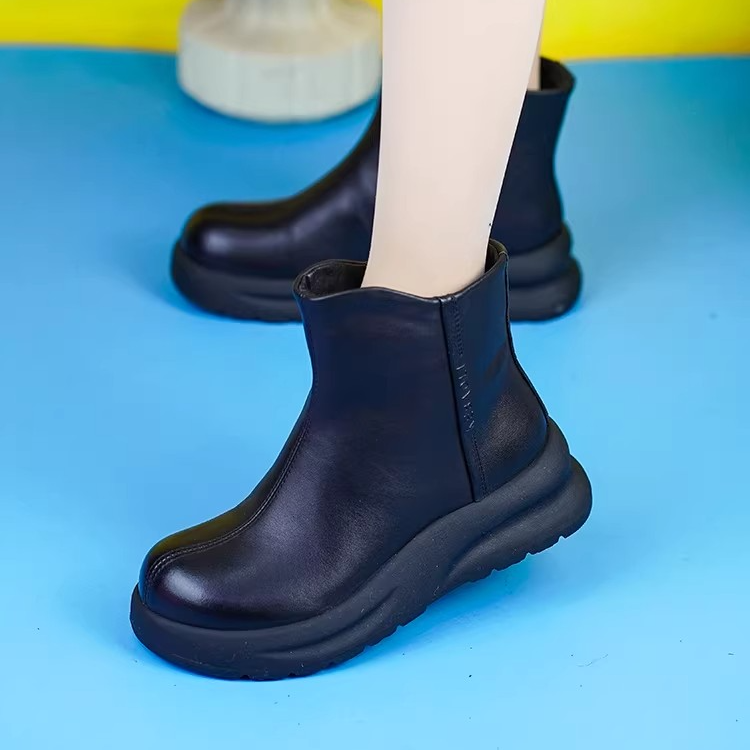 8935秋冬新款皮毛一体加厚保暖马丁靴松糕厚底防滑中老年妈妈短靴