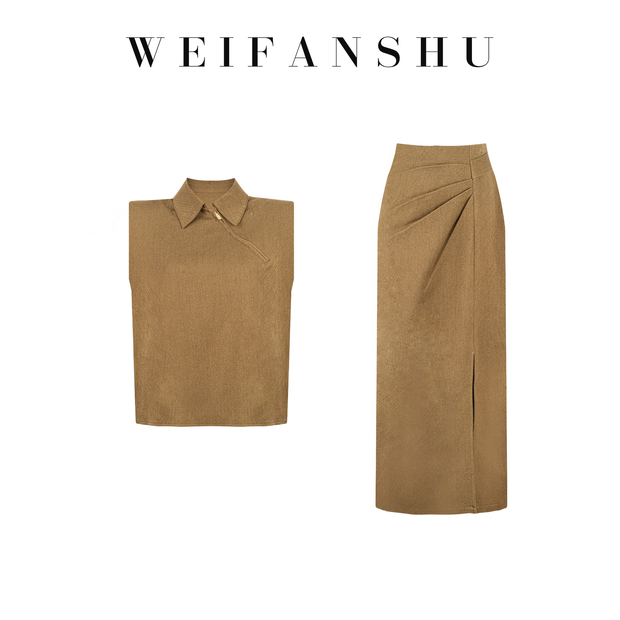 WEIFANSHU/魏凡舒【港都精英】秋冬新款复古气质优雅套装上衣&半裙