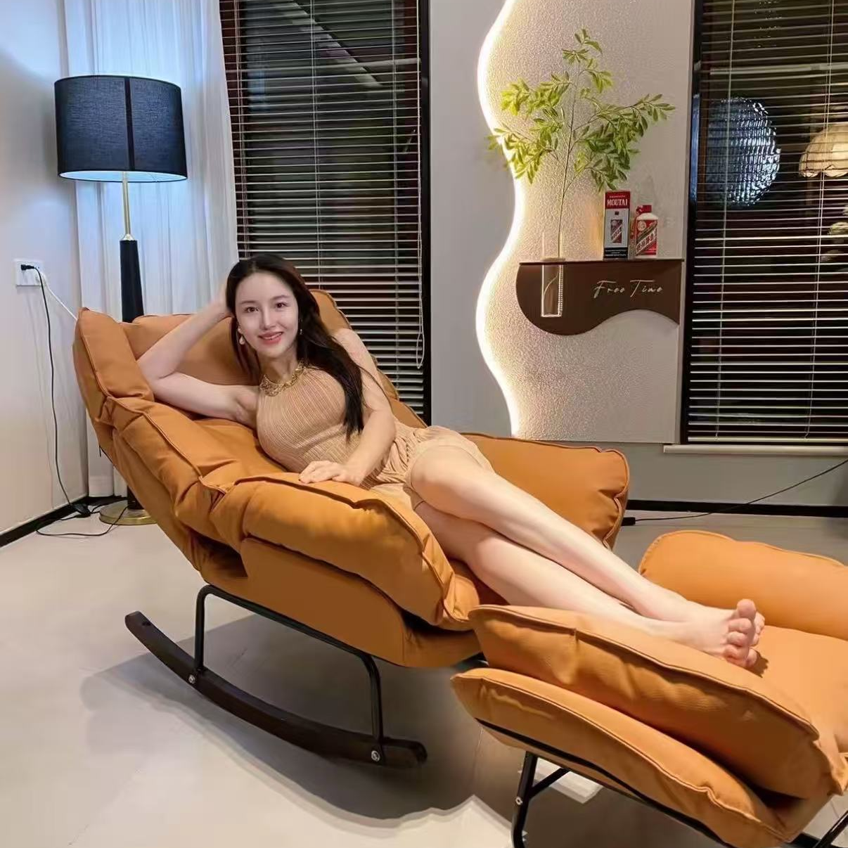 【云朵摇椅】三折叠休闲椅轻奢中古折叠沙发