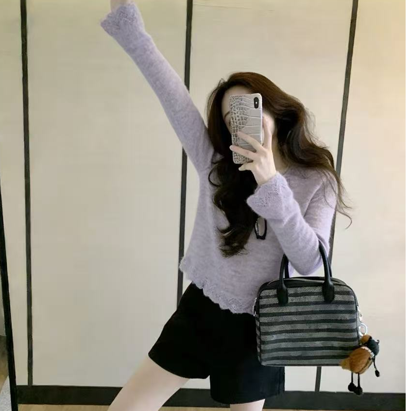 2026春季新款韩系洋气减龄独特立体花朵设计针织上衣百搭短裤套装