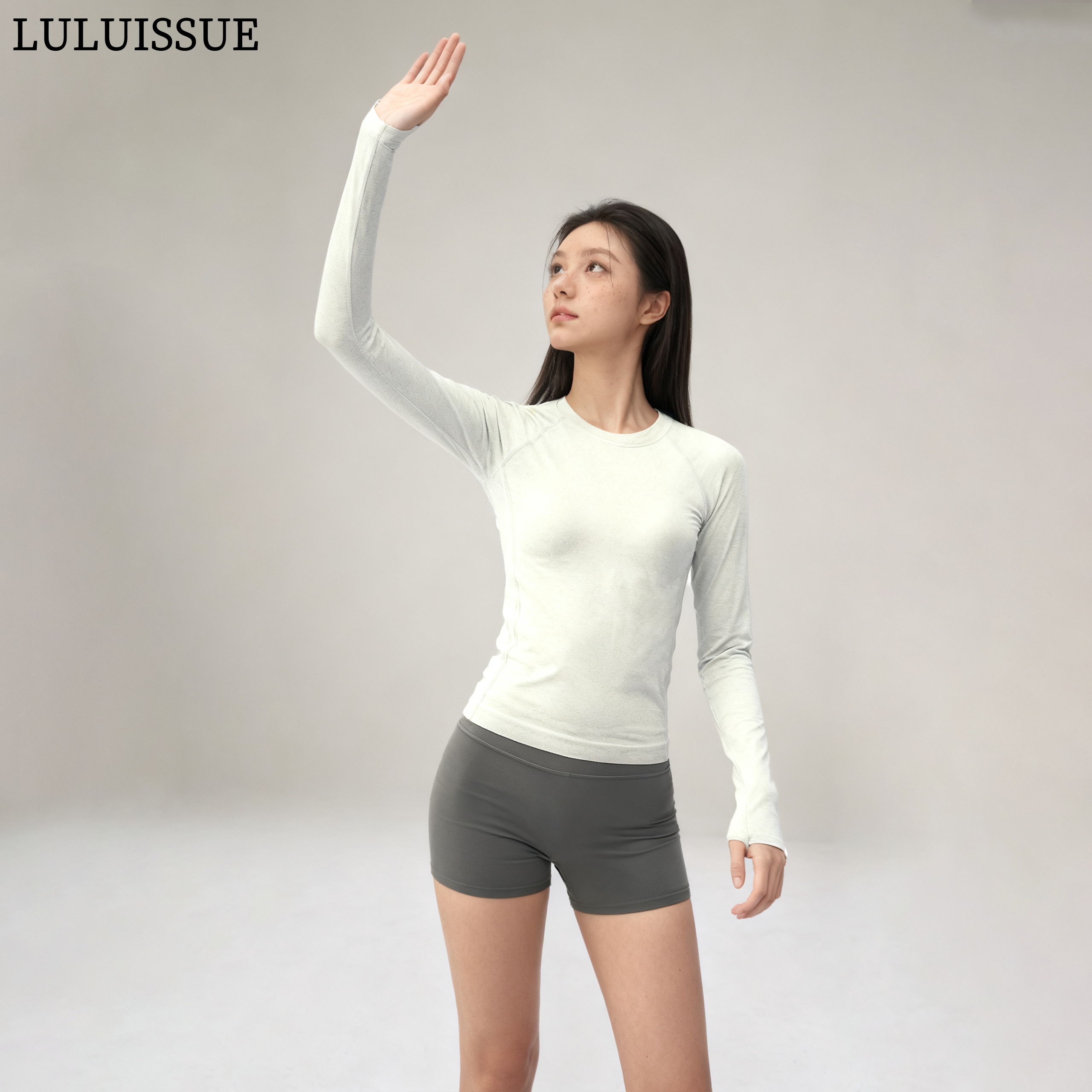 LULUISSUE秋季修身运动长袖女无缝一体织跑步普拉提训练服瑜伽服