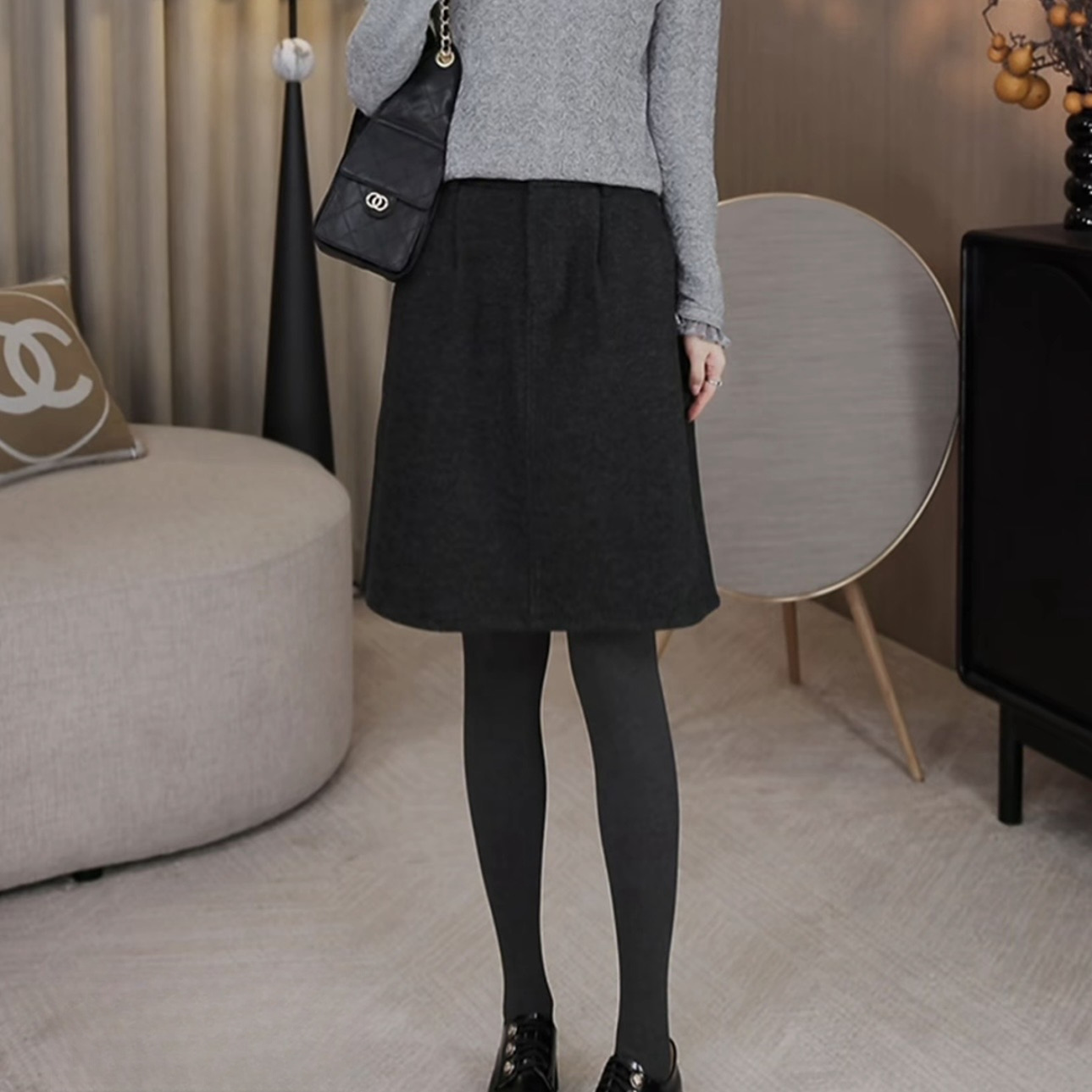 “藏肉花苞裙”搭配王！秋冬法式气质遮胯显瘦百搭羊毛半裙