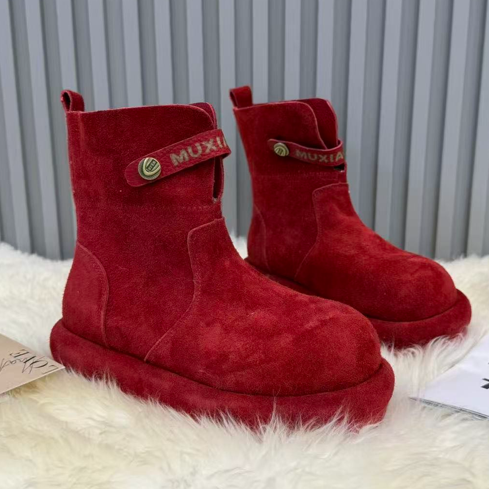 慕小柒25-83欧洲站时尚5公分超轻底牛反绒皮彩色勃肯鞋短靴