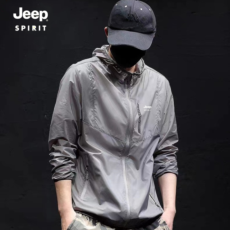 JEEPSPIRIT吉普防晒衣男夏季超薄防晒服遮阳连帽速干防晒外出薄款