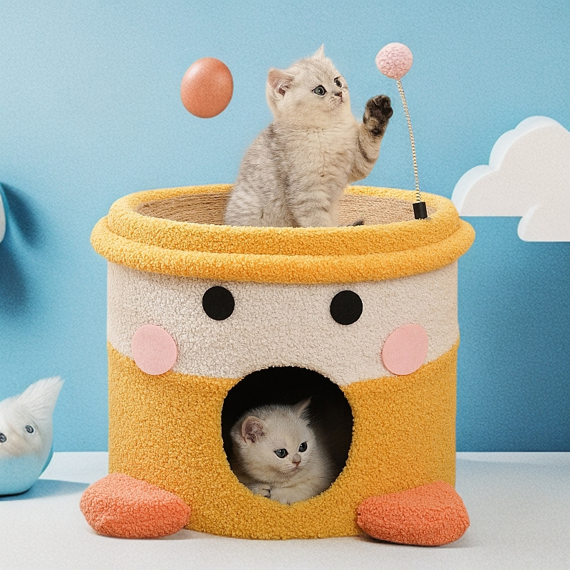 【小黄鸭】猫窝猫抓板一体猫咪别墅四季通用封闭树洞双层猫窝剑麻桶