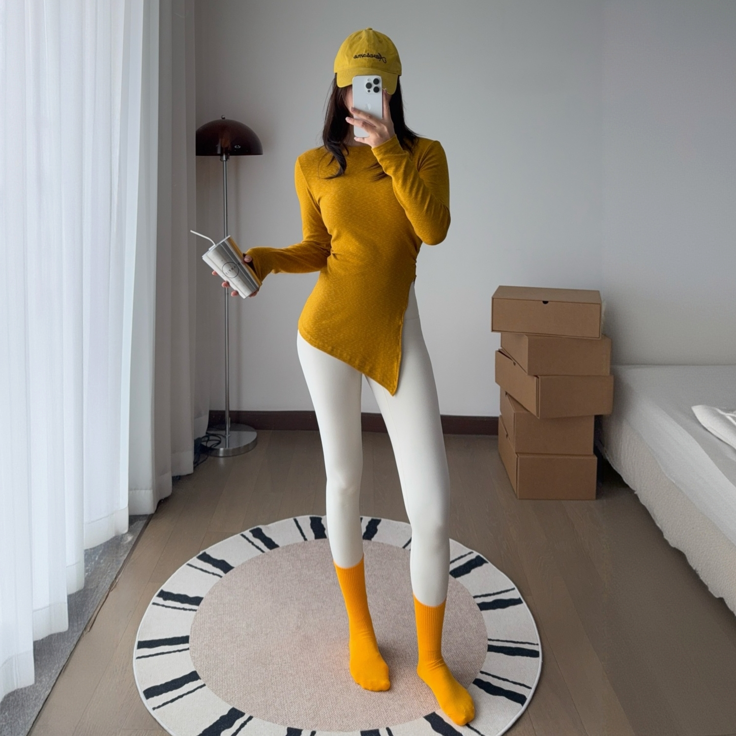 秋冬瑜伽上衣圆领长袖T恤宽松修身显瘦普拉提训练运动罩衫侧开叉