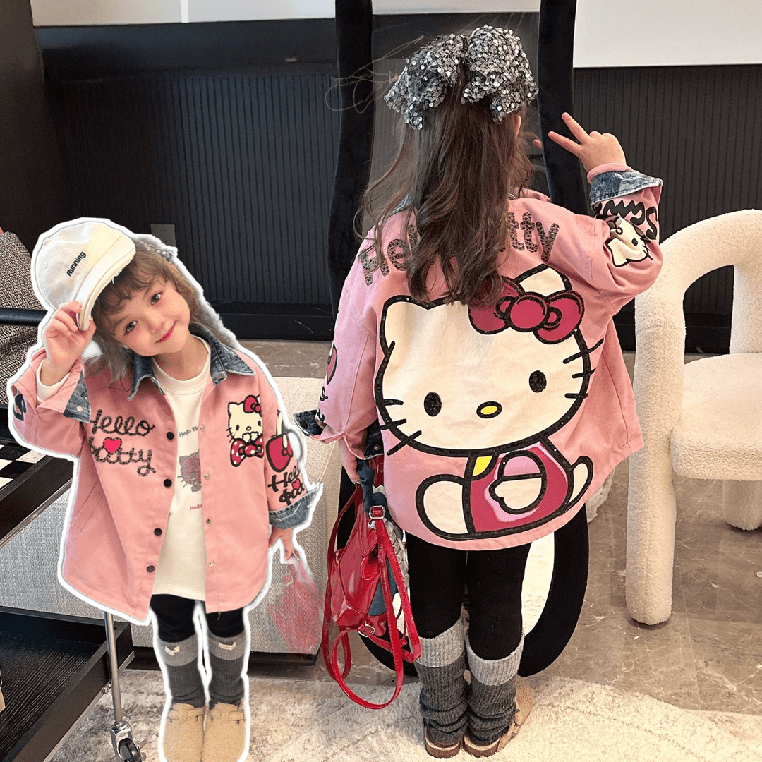 【专柜品质】儿童KT牛仔外套上衣2025新款女童秋冬季卡通百搭韩系潮