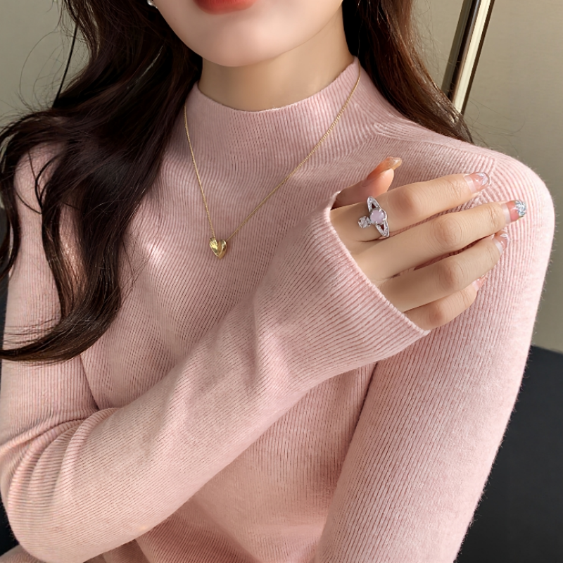 纯色半高领打底衫内搭女秋冬高级感毛衣2025新款中领长袖针织上衣