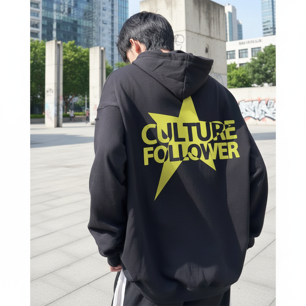 欧美式高街星星字母印花连帽卫衣男秋冬潮牌宽松休闲百搭情侣上衣