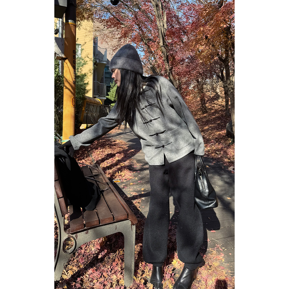 LA CALLA极简羊毛中式手工盘扣口袋外套YY-WV8046