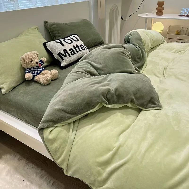 冬天加绒牛奶绒被套单件150x200x230单人法兰珊瑚绒面被罩亲肤款