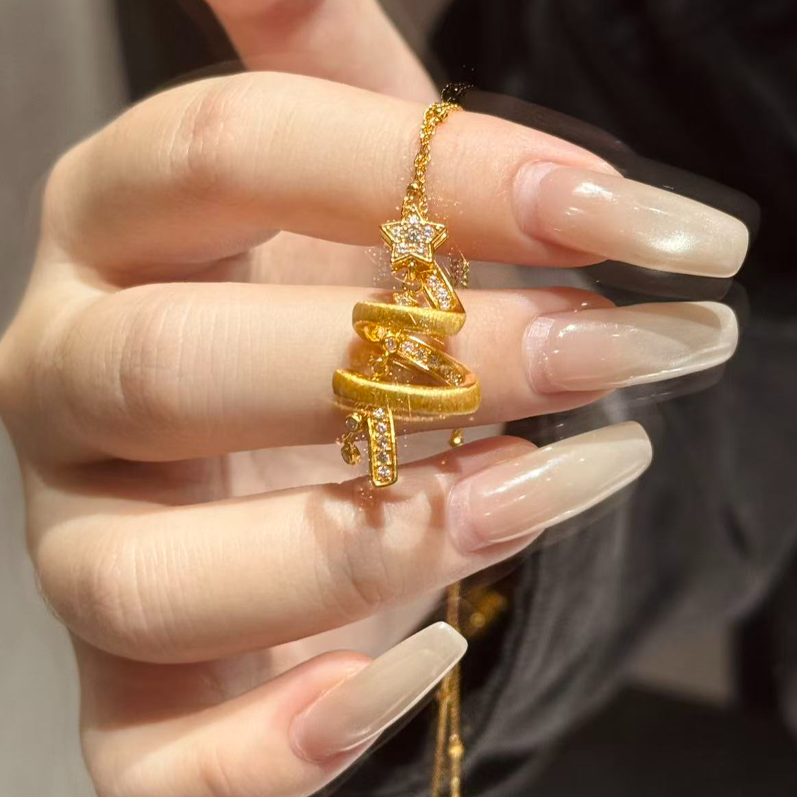 圣诞甄选 足金999拉丝圣诞树现货现发（可送编绳）圣诞礼物