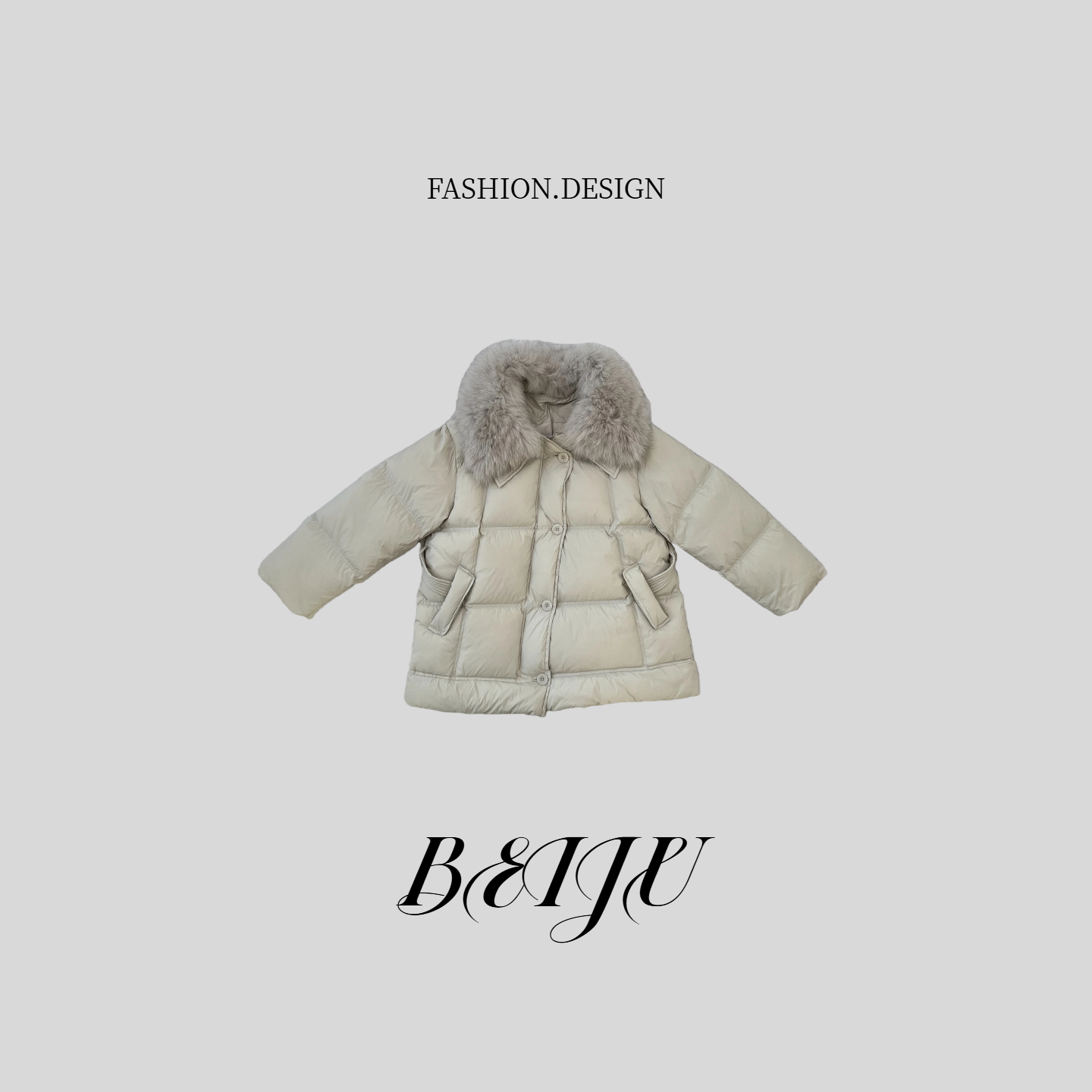 BEIJU 美拉德风毛领羽绒服女冬季时髦短款保暖90白鹅绒外套3752