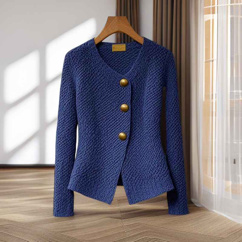 早秋时尚女装2025新款秋季韩系轻熟风气质淑女不规则设计针织上衣