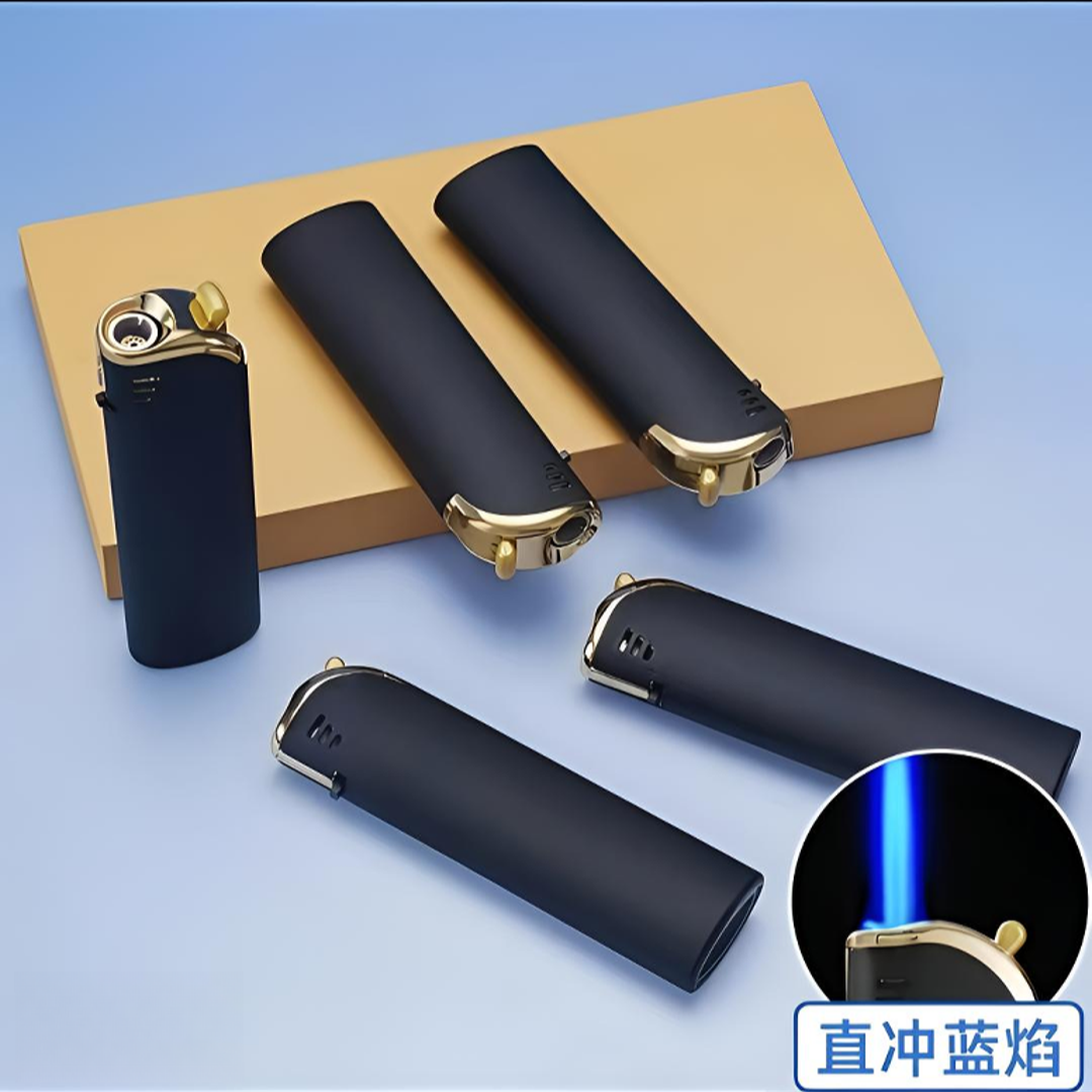 高端磨砂黑金属直冲防风打火机简约定制印字广告批发火机耐用创意