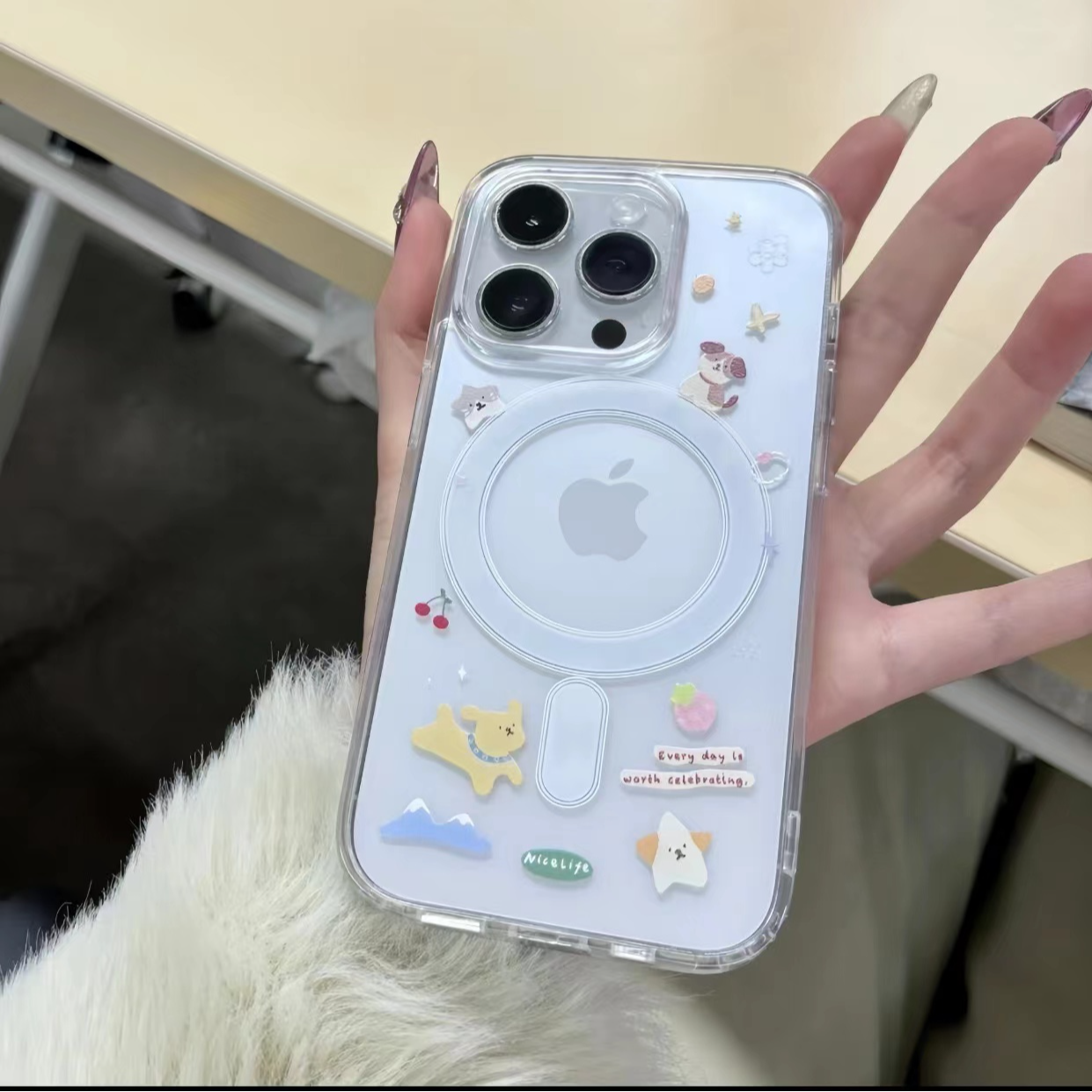 每天都值得庆祝适用苹果16透明磁吸手机壳个性14新款13女款12小众