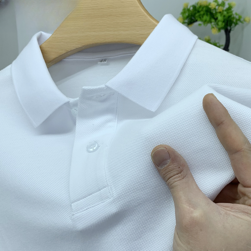 棉质短袖t恤男士夏装纯色青年人简约休闲上衣开叉POLO衫潮流男装