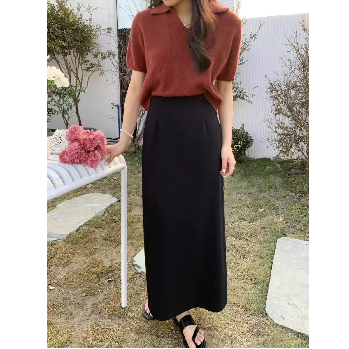 【春秋3个裙长】西装高腰显瘦复古开叉包臀百搭春夏A字裙子666