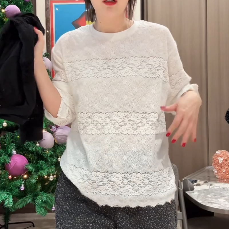 【软性镂空】新款时尚百搭简约T恤长袖潮流休闲LK2509100