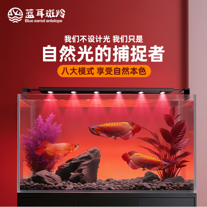 蓝耳斑羚龙鱼专用全光谱鱼缸灯观赏照明增艳爆藻灯水草灯led防水