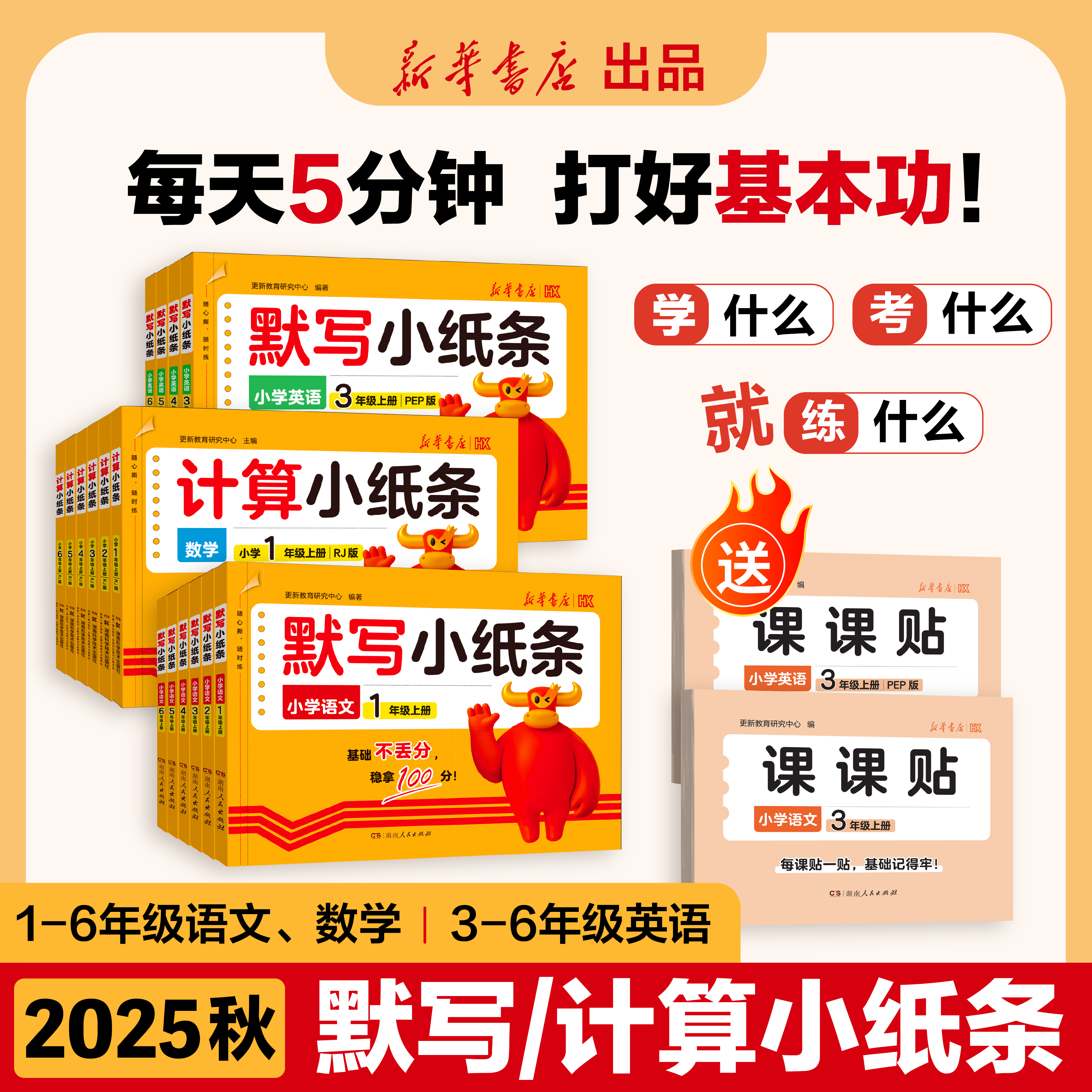 新华【默写小纸条】25新版秋季上册1-6年级默写计算语数英同步训练