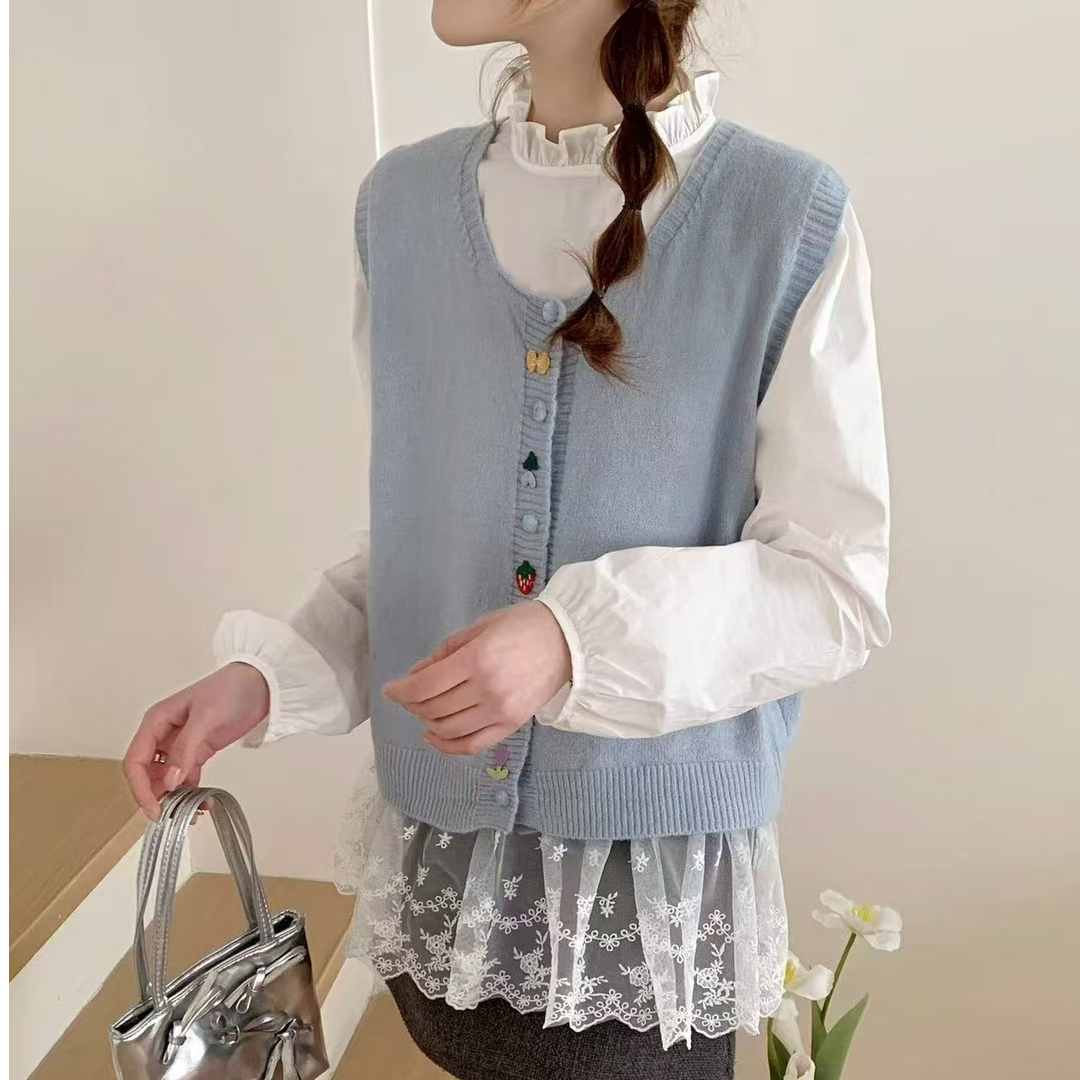 小个子毛衣马甲女春秋新款洋气叠穿坎肩开衫短款针织背心外搭马夹