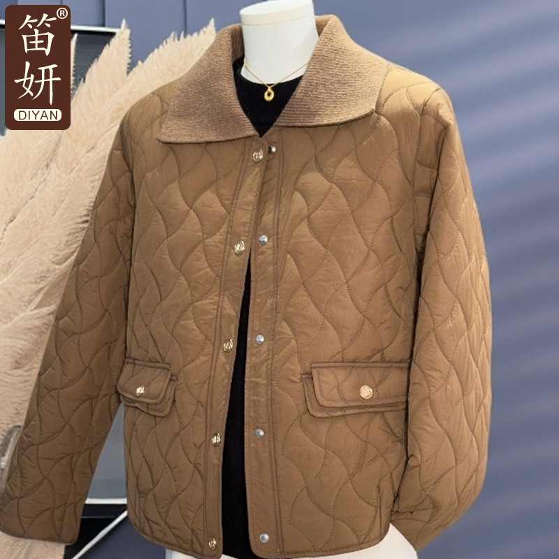 妈妈秋冬加绒外套时尚小棉袄2025新款洋气中老年女装秋冬轻薄棉衣