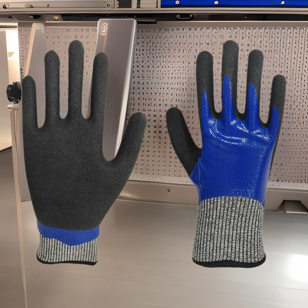 五级防割全浸胶丁腈磨砂手套超耐磨耐油防水防滑防穿刺多用途适用