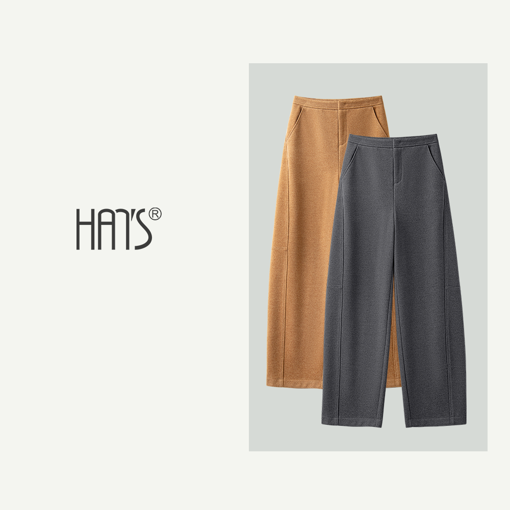 【冬季暖阳】绵羊毛弯刀裤冬季简约时尚弯刀裤266189百搭休闲裤女