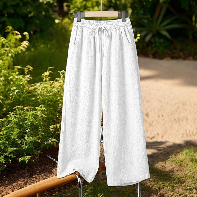 清仓捡漏棉麻阔腿裤女夏季薄款文艺大码松紧腰显瘦高端九分居士裤