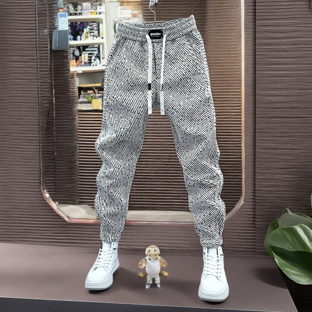 潮流男士秋冬新款加厚休闲裤加绒百搭束脚裤宽松松紧腰卫裤运动