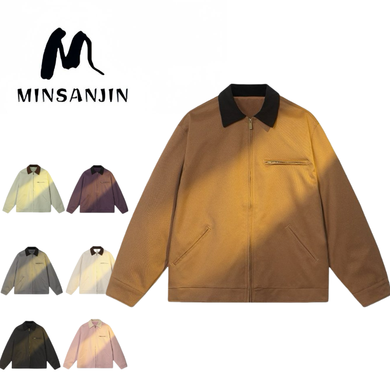 MIN SAN JIN 早秋新款美式休闲百搭复古宽松翻领外套HQ-5007SS