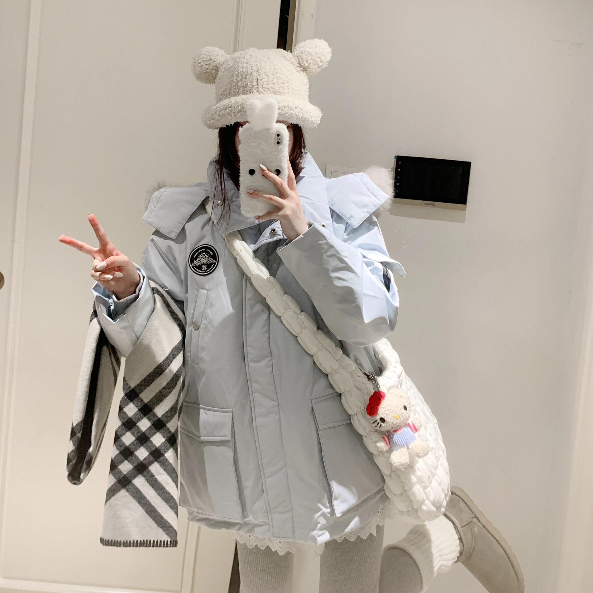 冰岛极夜大毛领派克服外套女2025新款冬装棉服小个子加厚工装棉衣