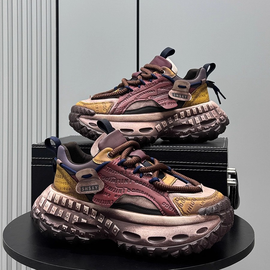 潮牌老爹鞋男款2025秋冬爆款超火鞋子男小众厚底内增高休闲运动鞋