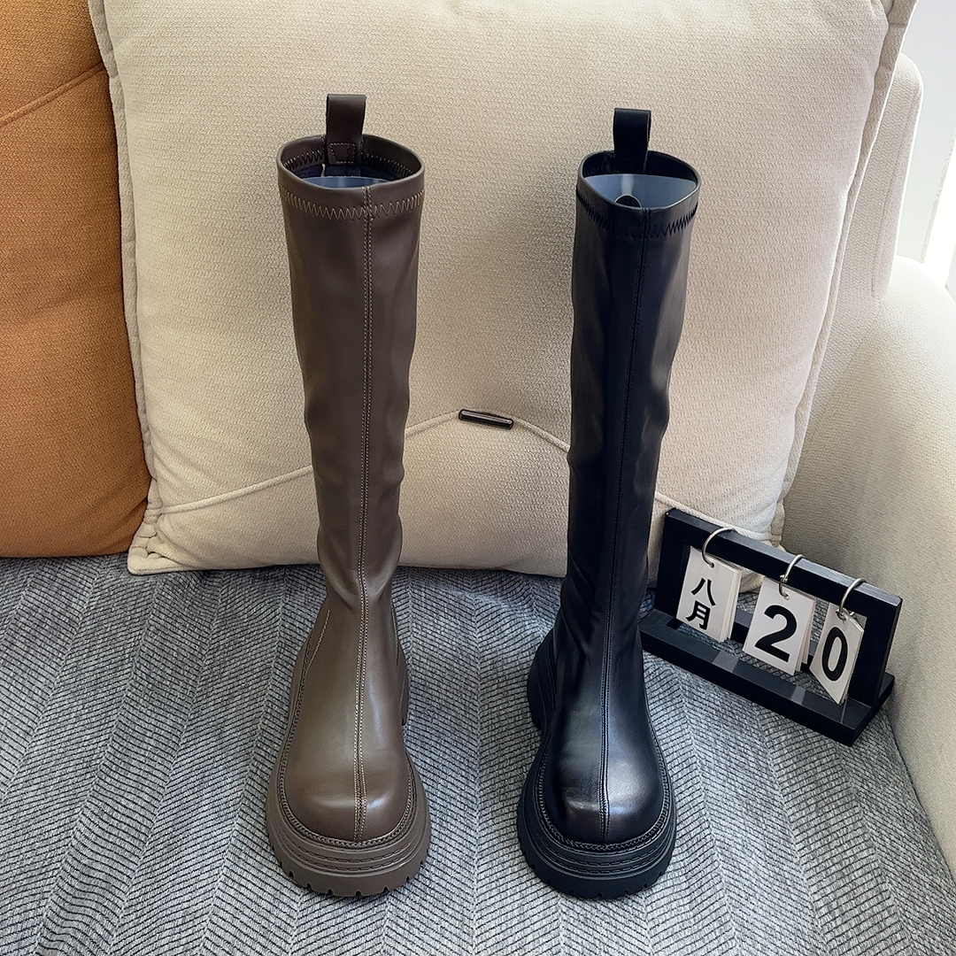 时装靴小个子弹力秋季瘦瘦靴时尚加绒冬季2025胖妹5公分增高显瘦