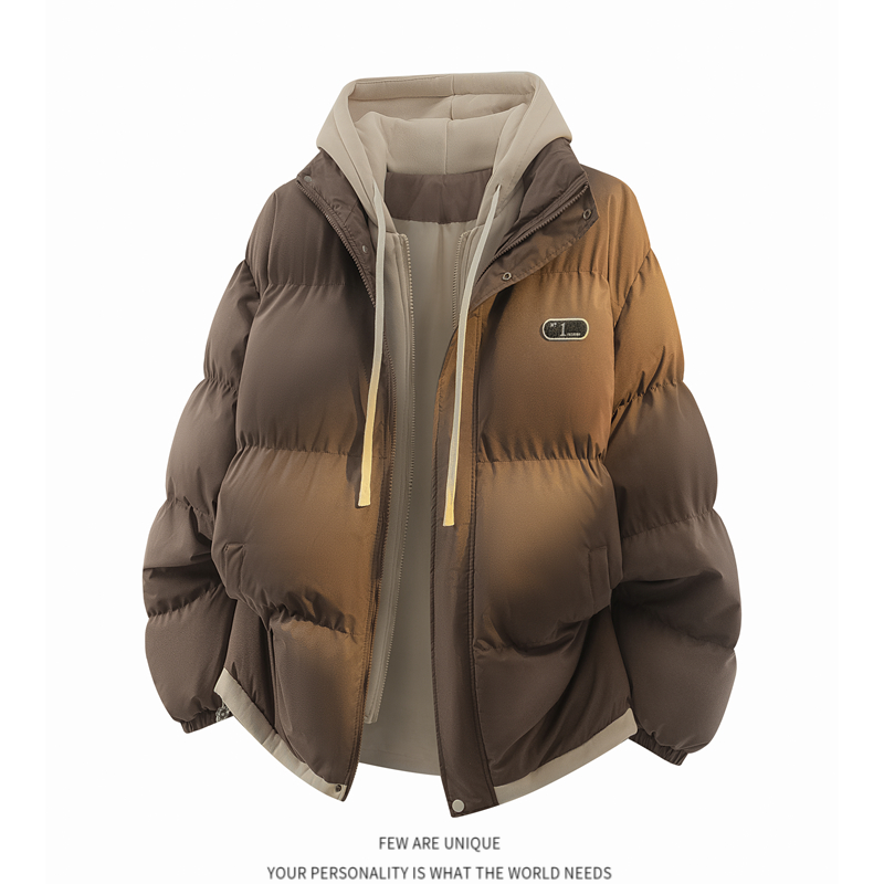 潮流加厚港风棉衣秋冬外套男士冬季保暖潮牌假两件休闲宽松棉服袄