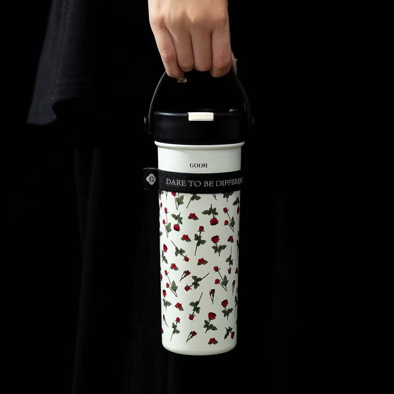 GOOM花语雏菊保温杯夏日保冷随行小水库大容量冰霸杯便携咖啡杯