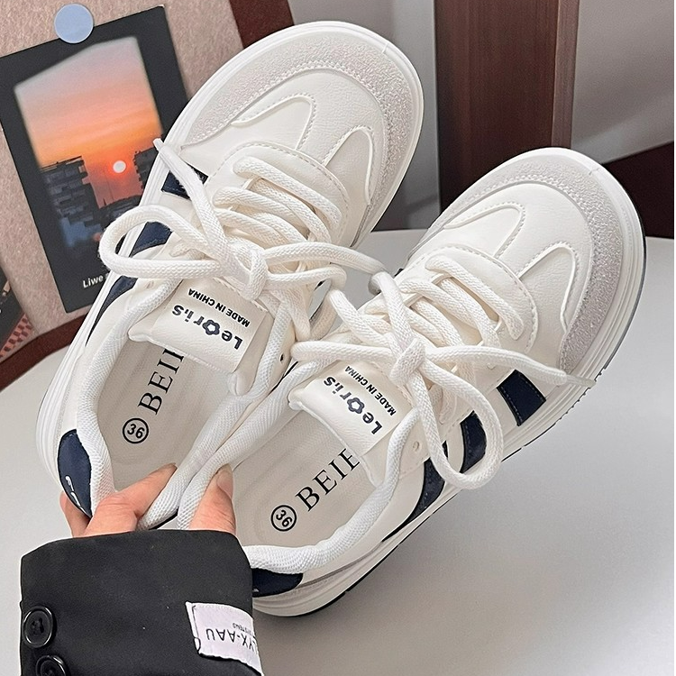 Moleubak小白鞋女2025新款秋季百搭厚底女配裙子帆布鞋小众板鞋
