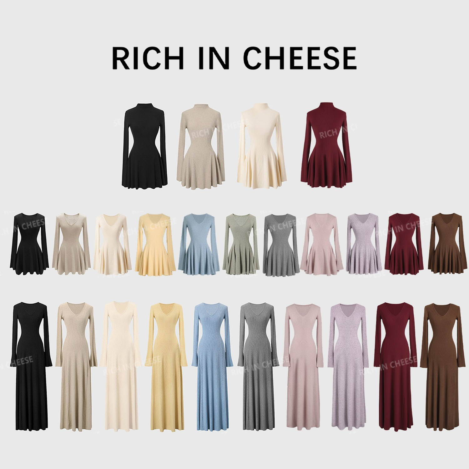 RICHINCHEESE 茶香可颂【系列合集】 秋季长袖连衣裙针织裙打底裙