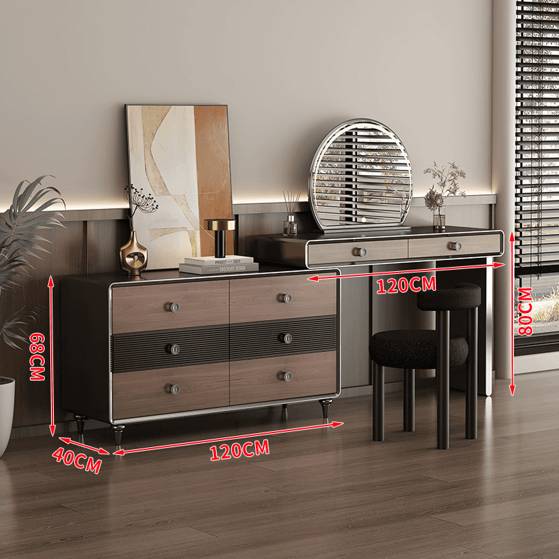 中古风梳妆台卧室化妆桌新中式钢琴烤漆轻奢六斗柜床尾柜轻奢高定